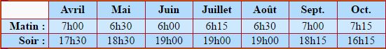 horaires