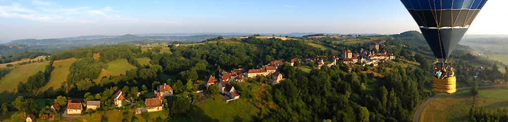 voici une photo représentative de notre galerie de photos : vol en montgolfière sur Curemonte en Corrèze.