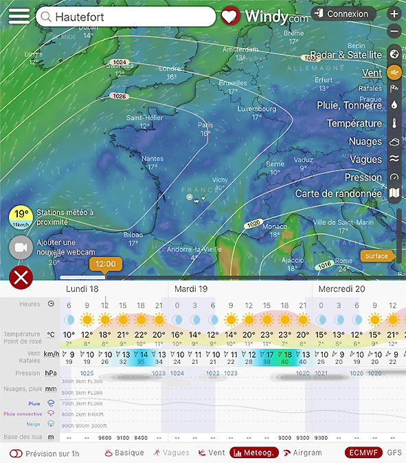 la météo avec Windy